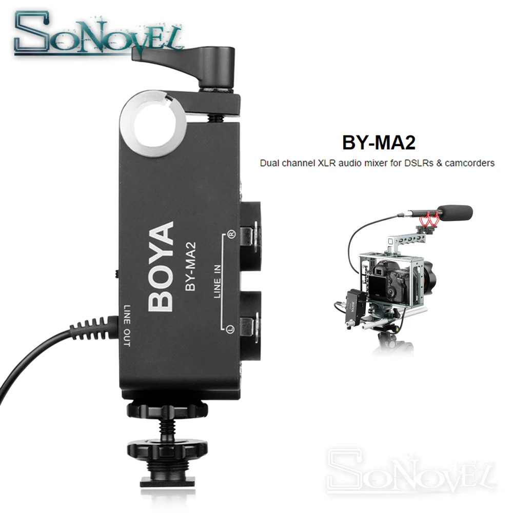 

BOYA BY-MA2 Dual Channel XLR to 3.5mm Audio Mixer Adapter for Canon Nikon DSLR Camera DV Camcorder Wireless Microphone System