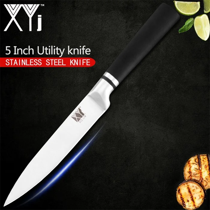 5 inch Utility Knife XYj набор кухонных ножей из нержавеющей стали, один кусок, структура ножей из нержавеющей стали, фруктовый нож Santoku, нож для нарезки хлеба - Цвет: 5 inch Utility Knife