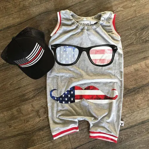 2018 Summer New Kids Baby Grey Beard Rompers Boys Sleevless Glass Jumpsuit Romper Gentleman Suit One-Pieces Clothes Outfits |