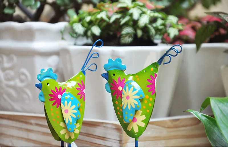 (2 шт./компл.) железная курица садовые украшения животные уличные | Дом и сад