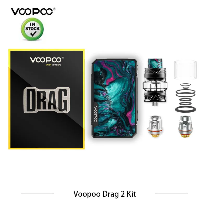 Оригинальная электронная сигарета Voopoo Drag 2 TC Kit 177 Вт Коробка мод Vape с Uforce T2 Sub Ом