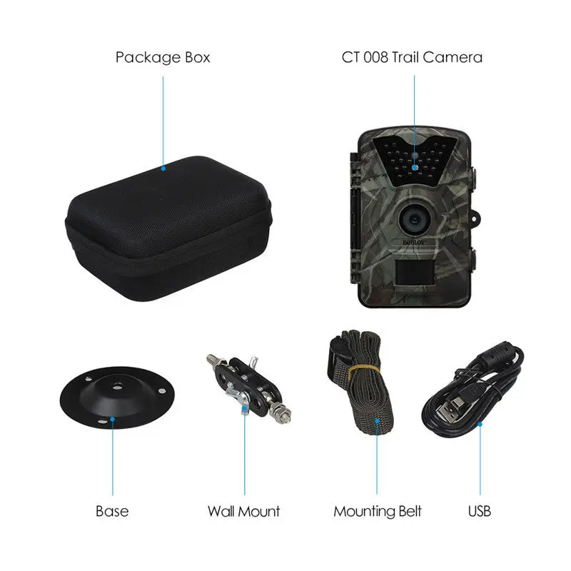 Boblov CT008 дикой природы Камера ловушка 12MP 1080 P игры инфракрасный Trail Long Range Chasse Caméras