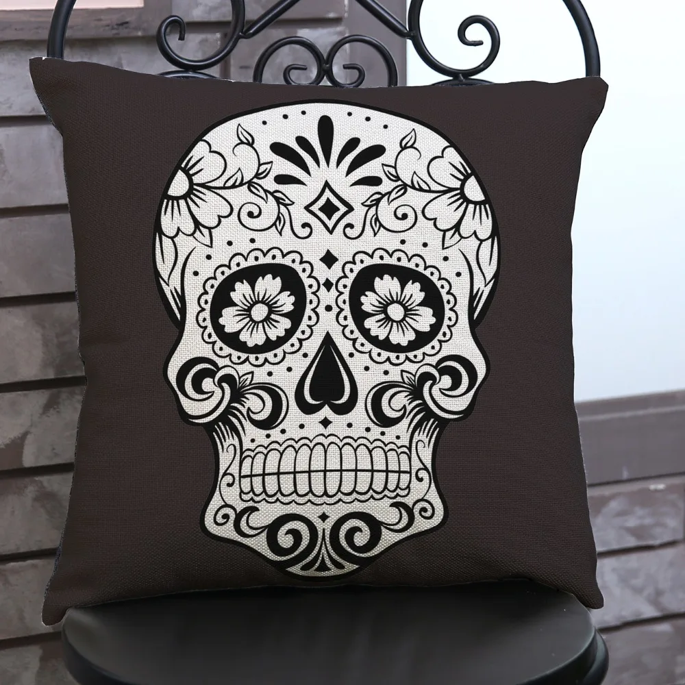 Мексиканская Модная хлопковая льняная Подушка с художественным принтом черепа
