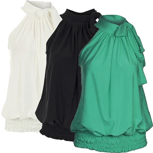 Женская Сексуальная Повседневная плиссированная майка с лямкой на шее и