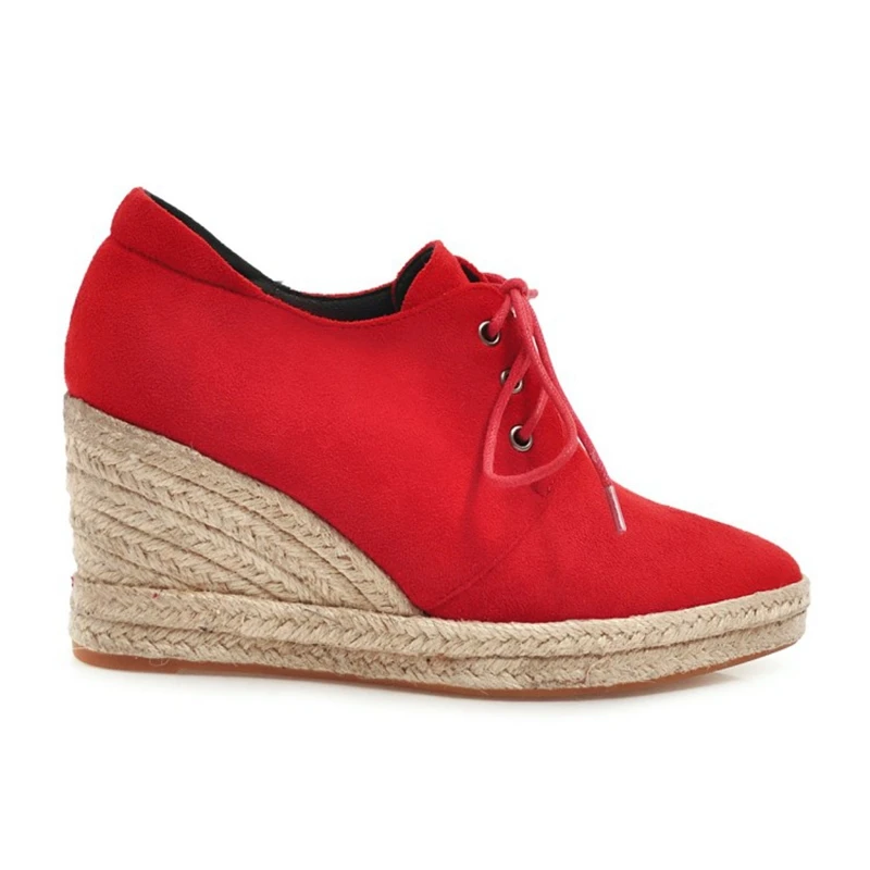 ASILETO/красные замшевые туфли-лодочки Женские из натуральной замши на танкетке и