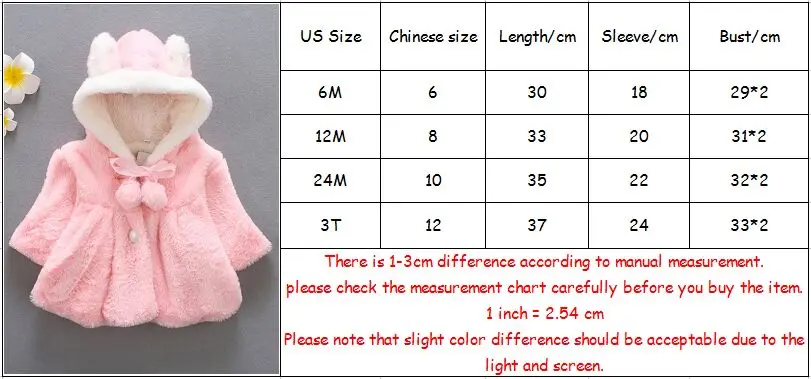 Faux Fur Coats for Baby Girls Autumn Winter Rabbit Hooded Clothing Children Outwear Little Girl Kids Costume with big bow 0-3Y | Детская