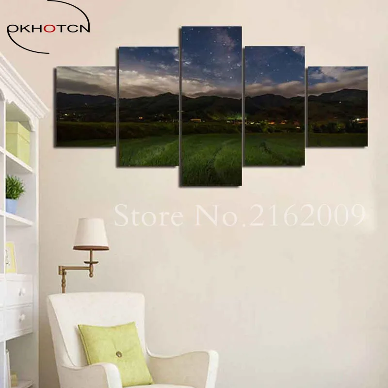 

OKHOTCN 5 шт. Современный домашний декор деревня ночное освещение Печать на холсте Живопись для гостиной фон декор картины