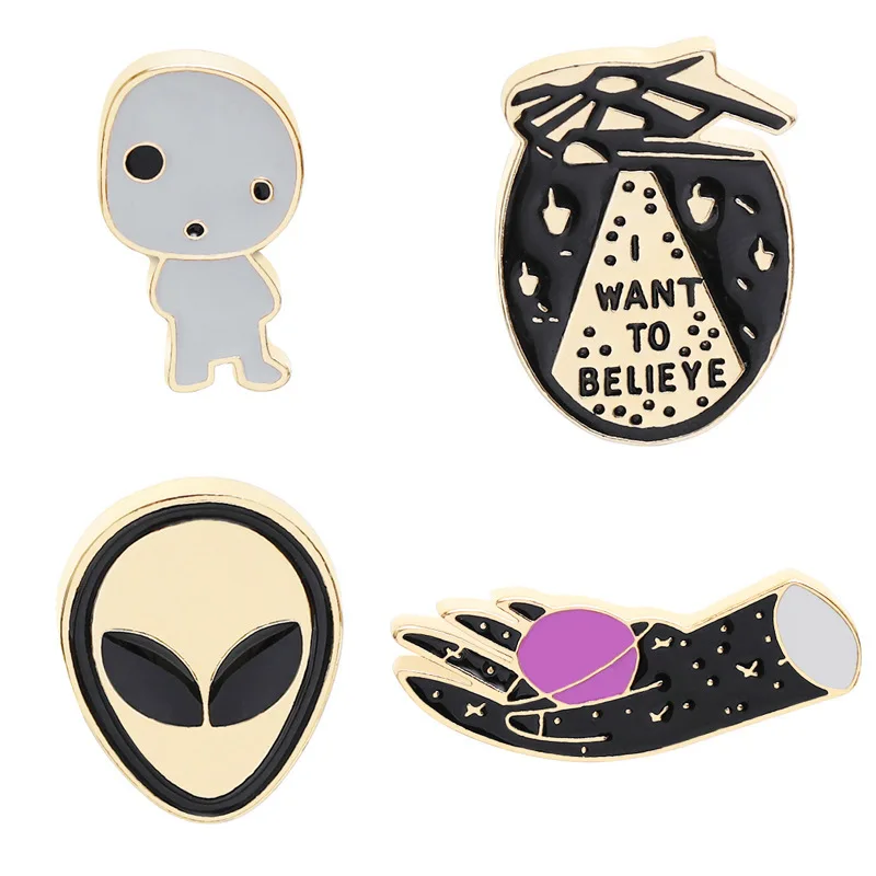 Модная Детская брошка с героями мультфильмов и космическим кораблем Alien женская