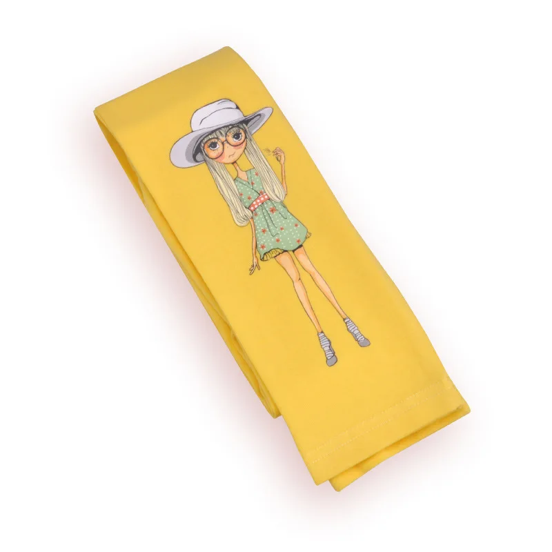 PATTERN 1 YELLOW Леггинсы для девочек штаны, эластичные Леггинсы для девочки Детские хлопковые Капри с рисунком для девочек, детские штаны с рисунком для девочек от 10 до 12 лет - Цвет: PATTERN 1 YELLOW