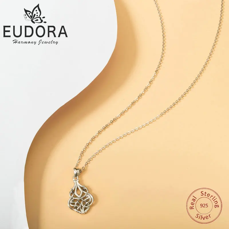 Eudora, 925 пробы, серебряная, Геометрическая линия, подвеска, ожерелье, ирландский кельтский стиль, Тканое ожерелье с узлом, хорошее ювелирное изделие для женщин, подарки D201