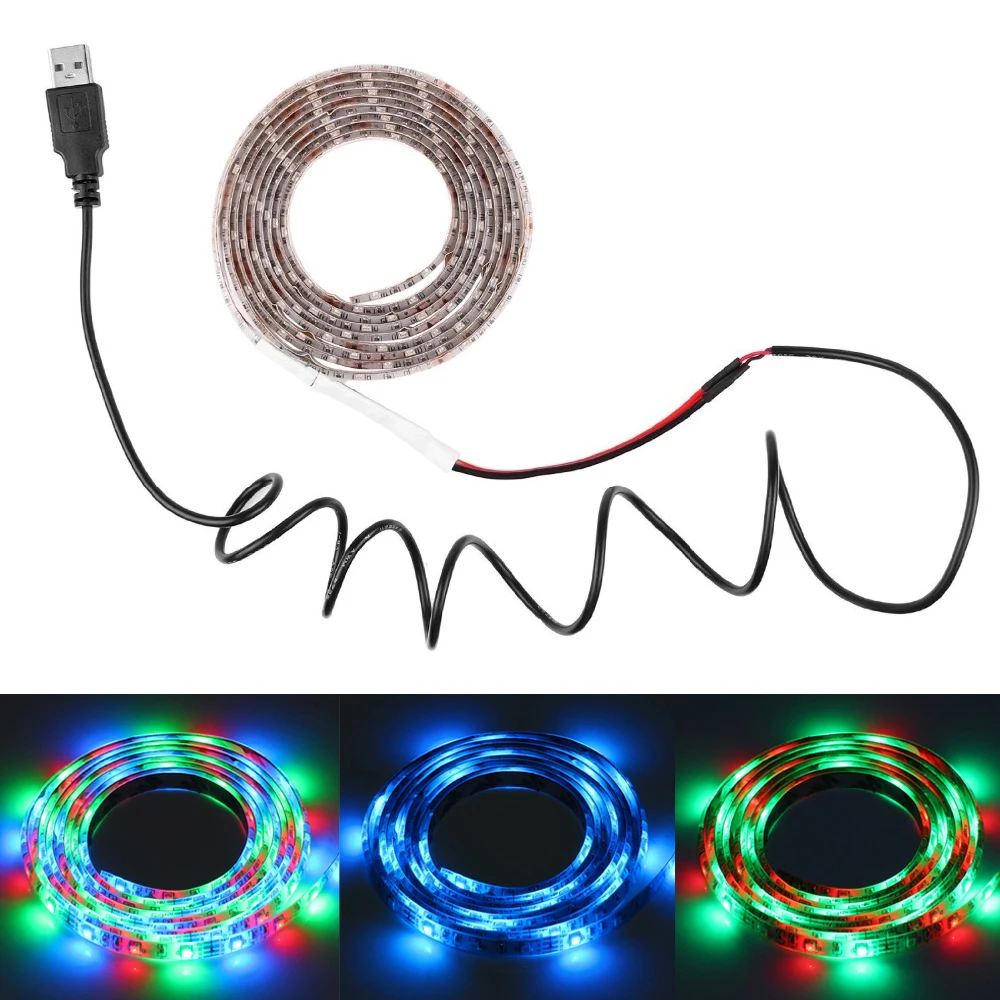 0 5/1/2 м водонепроницаемый USB кабель Светодиодная лента 5050 3528 SMD DC 5 В RGB IP65