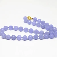 classcial light purple violet stone 81012mm chalcedony jades high grade round beads women chain necklace jewelry 18inch b1514
