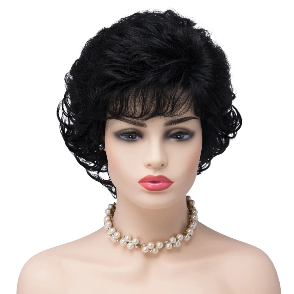 BESTUNG натуральные челки короткие для женщин парики синтетические полные волосы