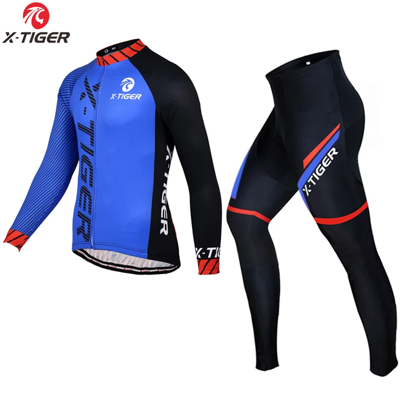 Jerseys and Pant X-Tiger Зимняя Теплая Флисовая велосипедная майка с длинным рукавом велосипедная одежда Maillot Ropa Ciclismo Велоспорт Набор - Цвет: Jerseys and Pant