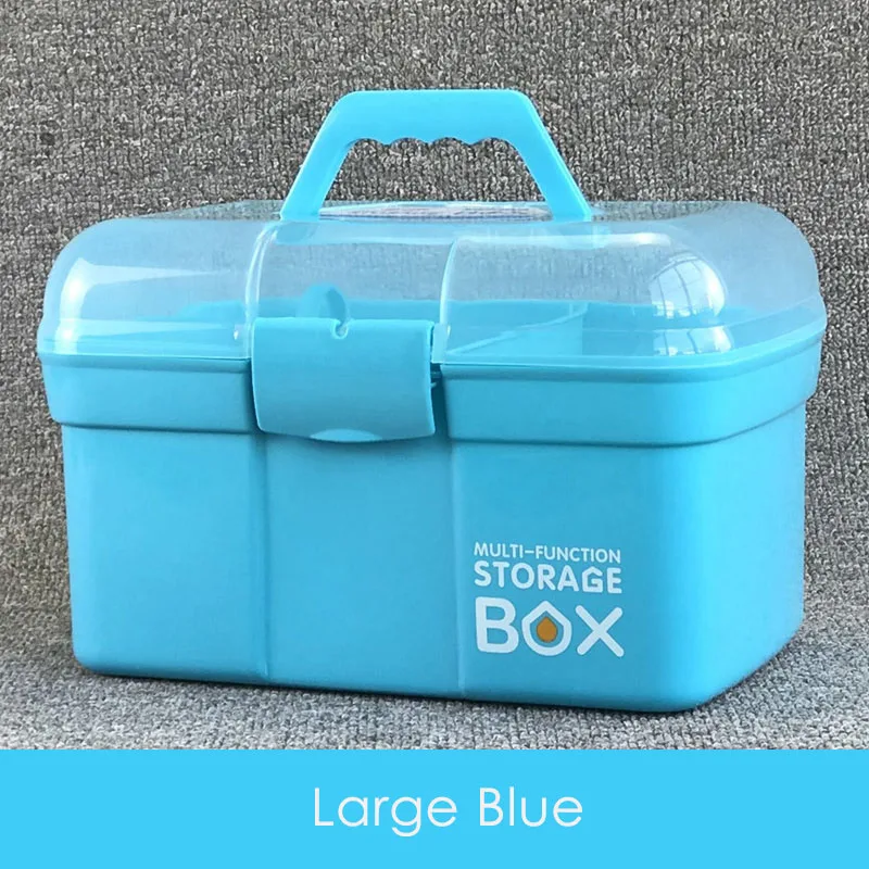 Blue Large Пластиковый ящик для хранения инструментов для ногтей гвоздики со стразами кисточки для украшений буферные файлы Шлифовальные Косметические контейнер держатель чехол - Цвет: Blue Large