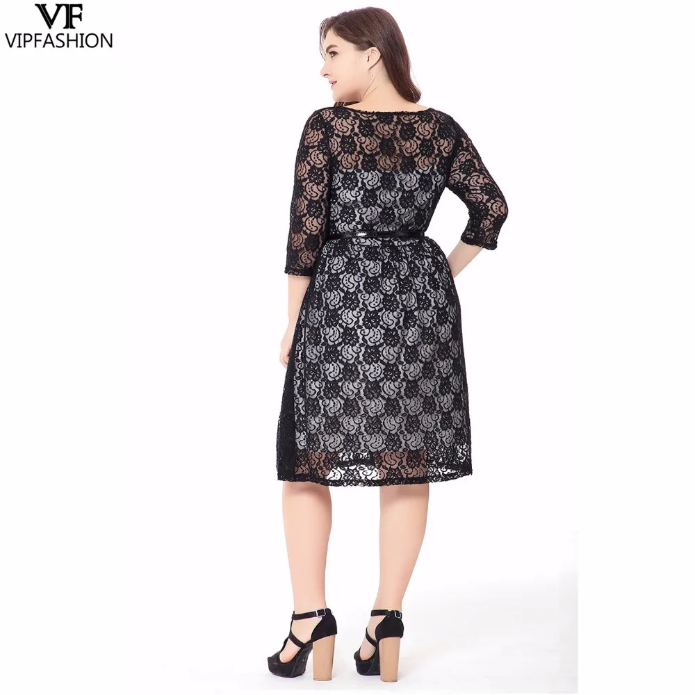 VIP FASHION 2019 New Products Plus Size Printed O-Neck Knee-Length Women's Dress Three Quarter Summer Ladies Casual | Женская одежда