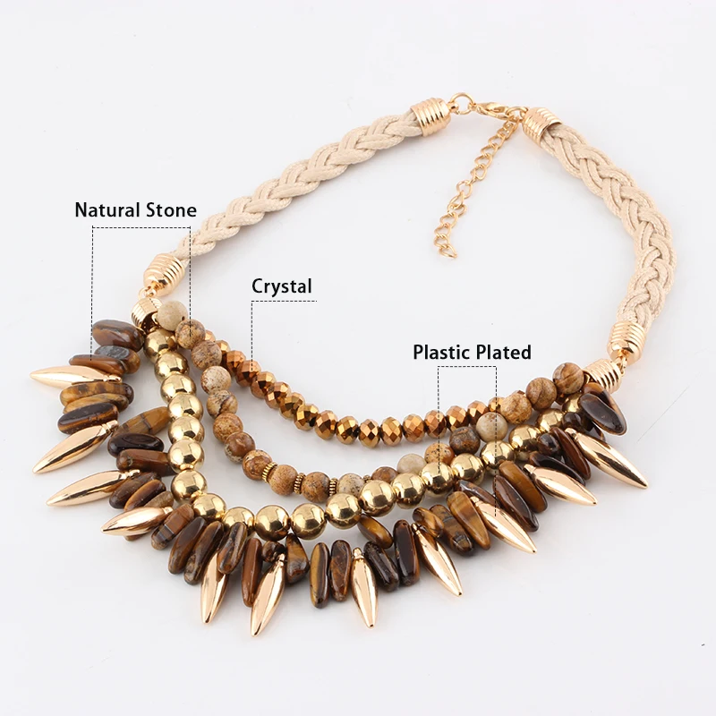 Sehuoran Natural Stone Necklaces Pendants Chunky Big Choker Necklace Crystal Vintage Collar Statement Jewelry For Chrismas Gift | Украшения