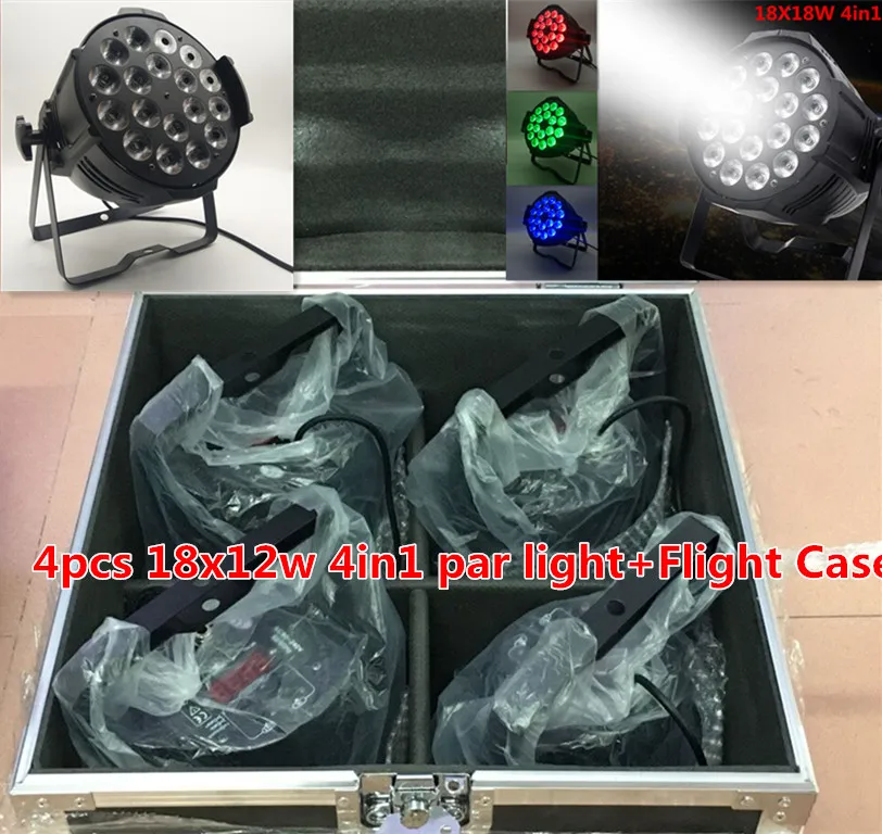 Кейс + 4 шт./18x12 Вт RGBW 4в1 led Par Light DMX512 управление диско танцевальный зал Бар Свадьба DJ