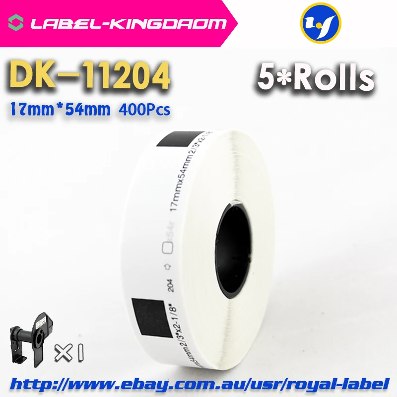 5 рулонов совместимых DK 11204 этикеткой 17 мм * 54 400 шт. совместимы с принтером Brother Label