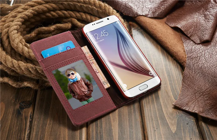 Оригинальный кожаный чехол бумажник CaseMe для Samsung Galaxy S6 Edge с магнитной
