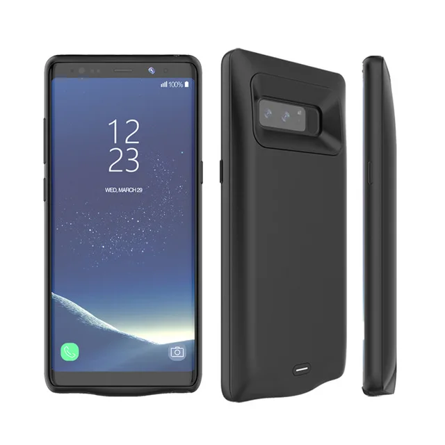 Black KQJYS ультра тонкий 5500 мАч Внешний аккумулятор зарядное устройство чехол для samsung Galaxy Note 8 резервный внешний аккумулятор зарядное устройство чехол для Note 8 - Цвет: Black