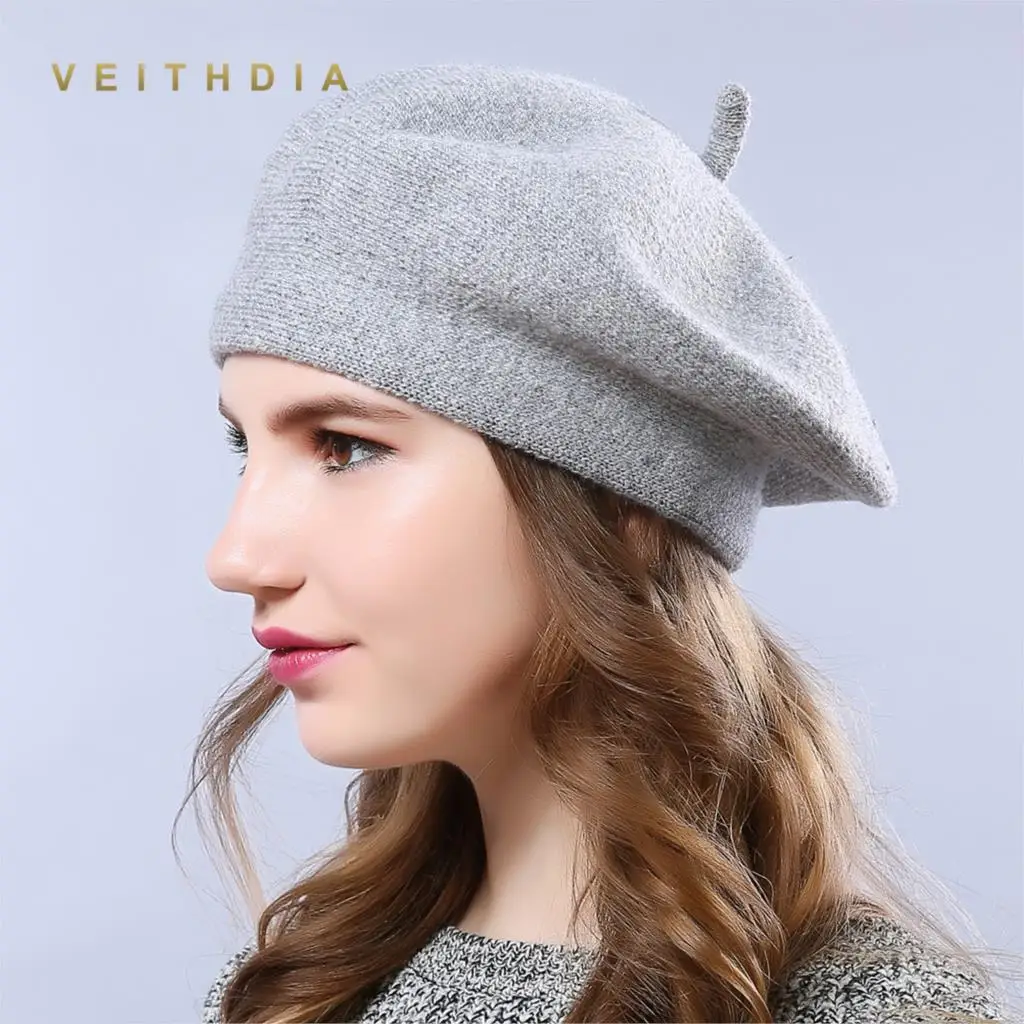 VEITHDIA, зимние шапки-береты, новинка, шерсть, кашемир, женские, теплые, брендовые, повседневные, высокое качество, женские, Vogue, вязаные шапки для девочек, шапка - Цвет: Light gray