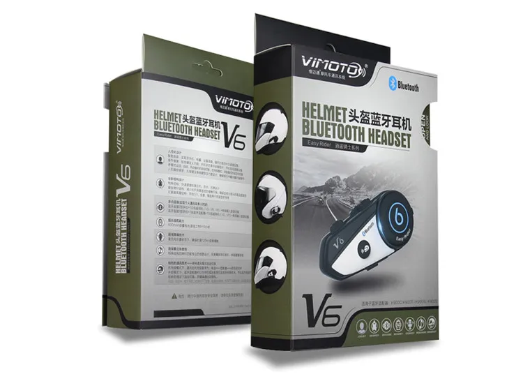 2 шт. VIMOTO V6 Bluetooth домофон мотоциклетный шлем переговорная гарнитура