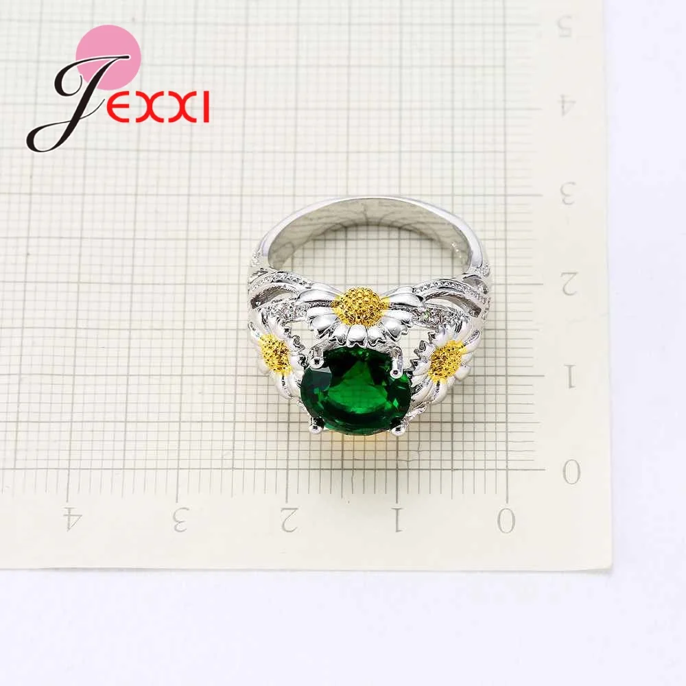 Винтажное овальное обручальное кольцо с цветком от солнца австрийскими