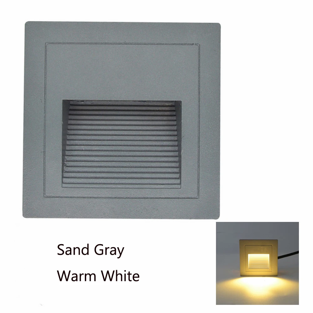 Gray-WarmWhite Водонепроницаемый светодиодный ступенчатый лестничный светильник s 3 Вт светодиодный наружный напольный настил светильник для канальной лестницы 86 коробок от сумерек до рассвета открытый светильник - Испускаемый цвет: Gray-WarmWhite