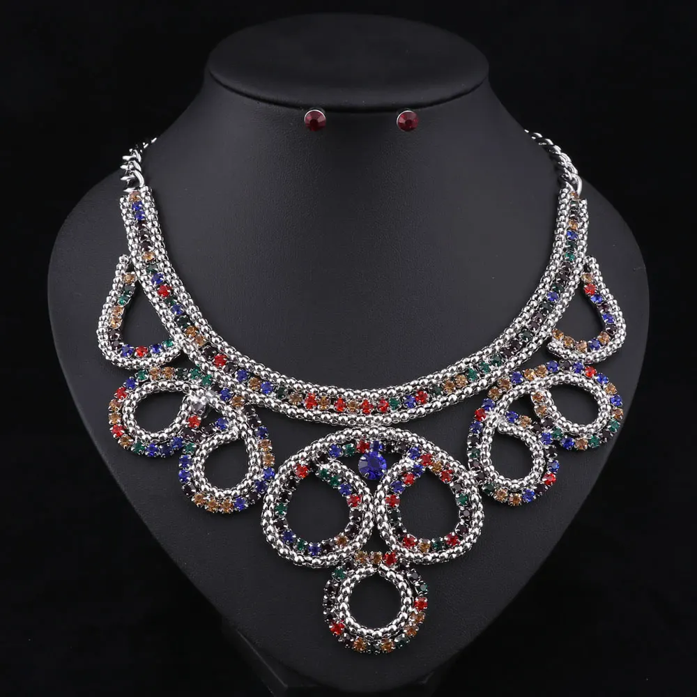 Новый модный посеребренный Кристалл Свадебный комплект ювелирных изделий для