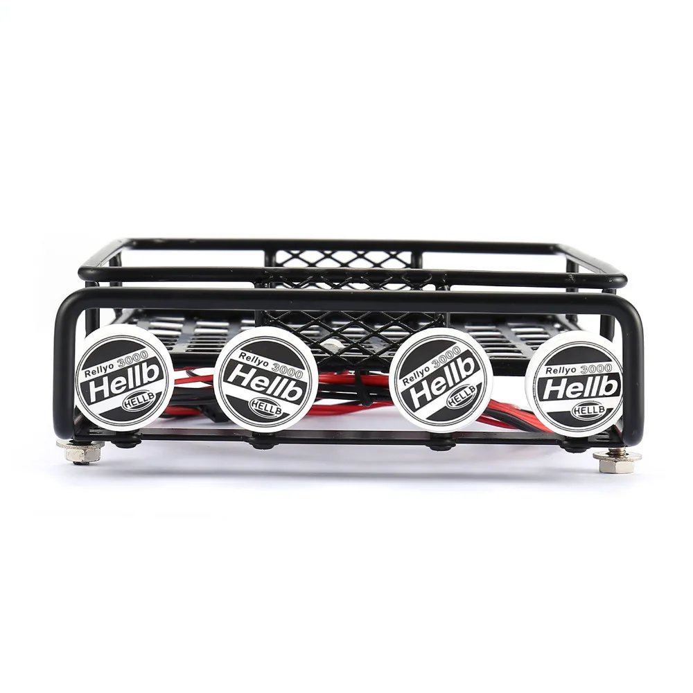 RC Car Universal Roof Rack Luggage Carrier With 4 Round LED Lights 1/10 Rock Crawler Axial SCX10 D90 TRX-4 | Игрушки и хобби