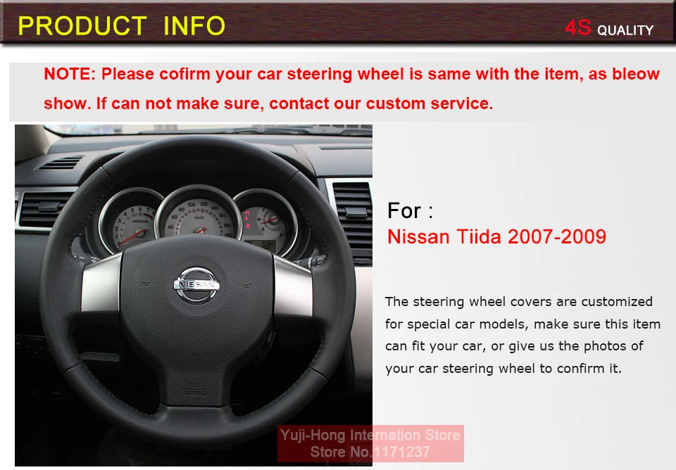 Yuji-Hong чехол для руля автомобиля из натуральной коровьей кожи для NISSAN TIIDA 2007-2009 NOTE сшитый вручную чехол для колеса