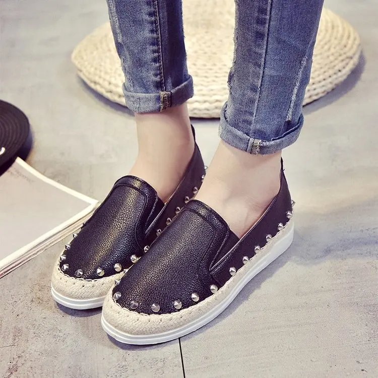 Espadrilles/Женская обувь из натуральной кожи на толстой мягкой подошве лоферы