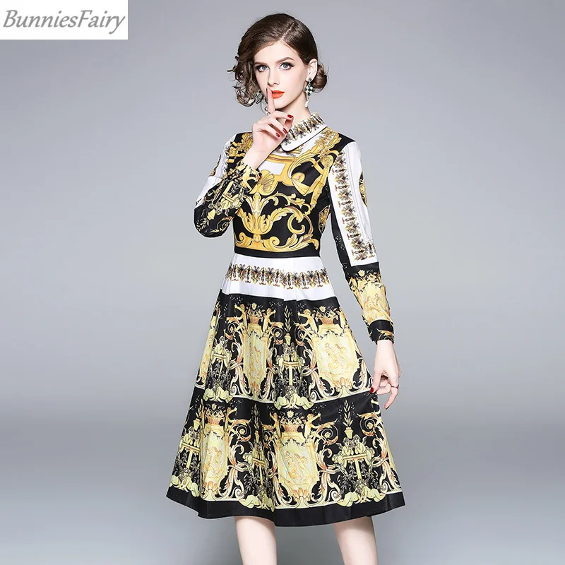 BunniesFairy 2018 Осень Новый женский Королевский барочный Стиль Ретро Винтаж золотой