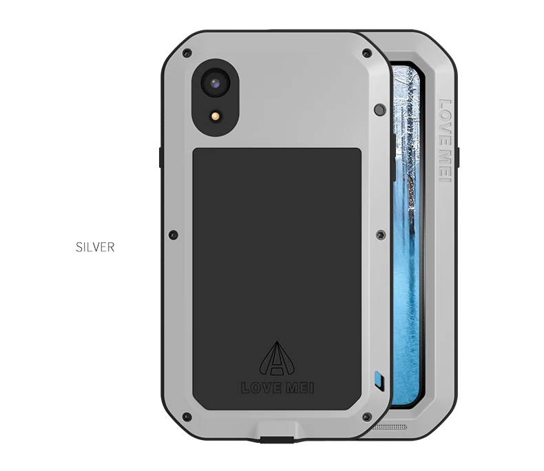 Мощный бронированный чехол для iPhone Xs Max XR Премиум ударопрочный алюминиевый чехол для iPhone X XS 10 прочный свободное закаленное стекло - Цвет: Silver