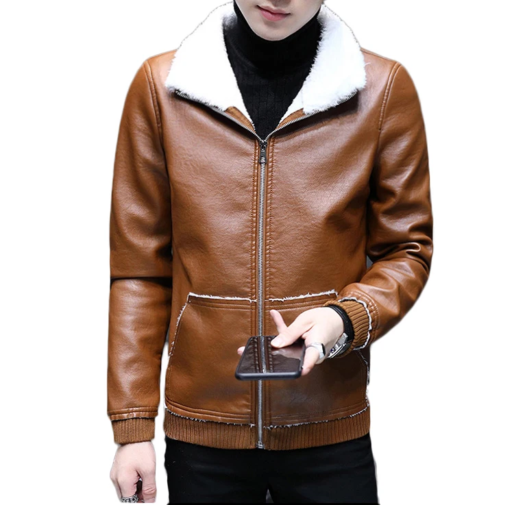 NaranjaSabor 8XL новые зимние мужские Куртки из искусственной кожи повседневные мужские мотоциклетные пальто на молнии из искусственного меха брендовая одежда N433