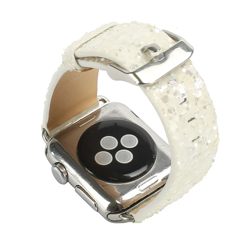 Сверкающий ремень из искусственной кожи для Apple Watch новый год банкет 3 2 1 iWatch 38 мм 42