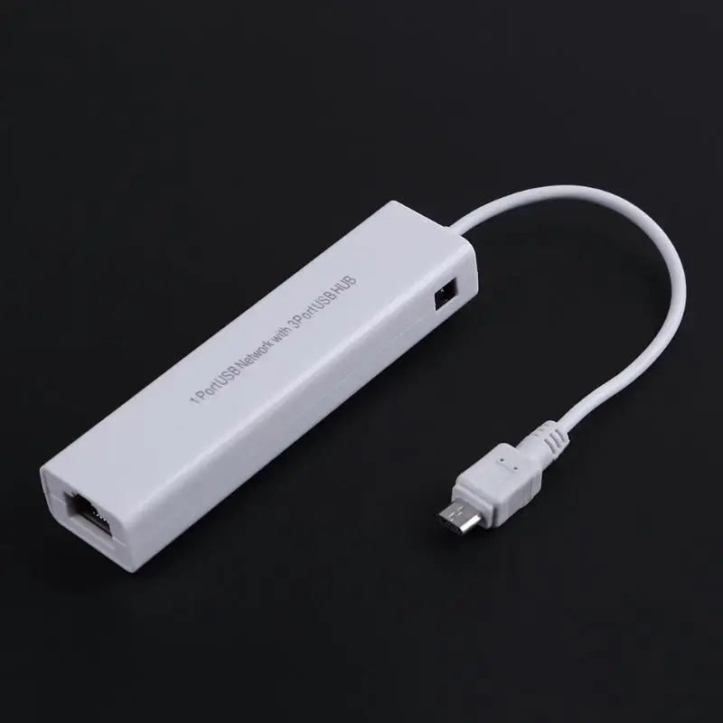 Micro USB 2 0 концентратор в сеть LAN адаптер Ethernet RJ45 с 3 портами 10/100 Мбит/с Проводная