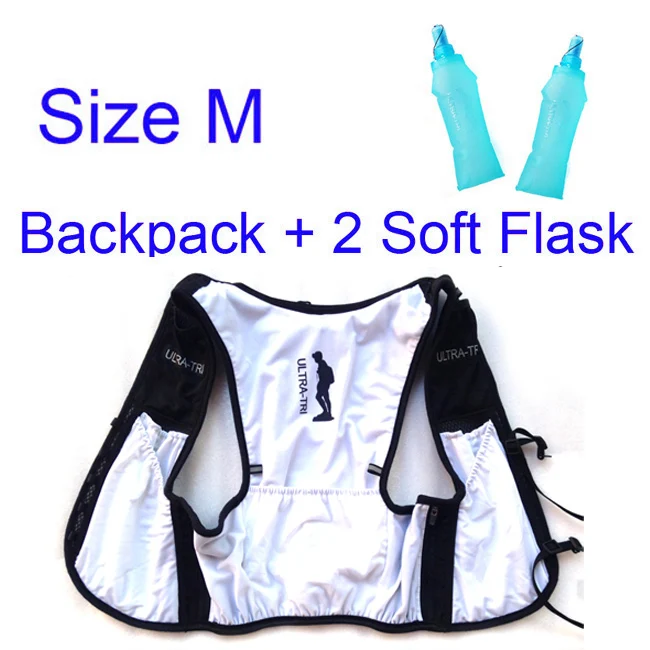 M with Flasks ULTRA-TRI, гидратация, рюкзак для бега, жилет, белый цвет, для бега, легкая, для марафона, для гонок, Mochila, спортивная сумка, Speedvest, 8L - Цвет: M with Flasks