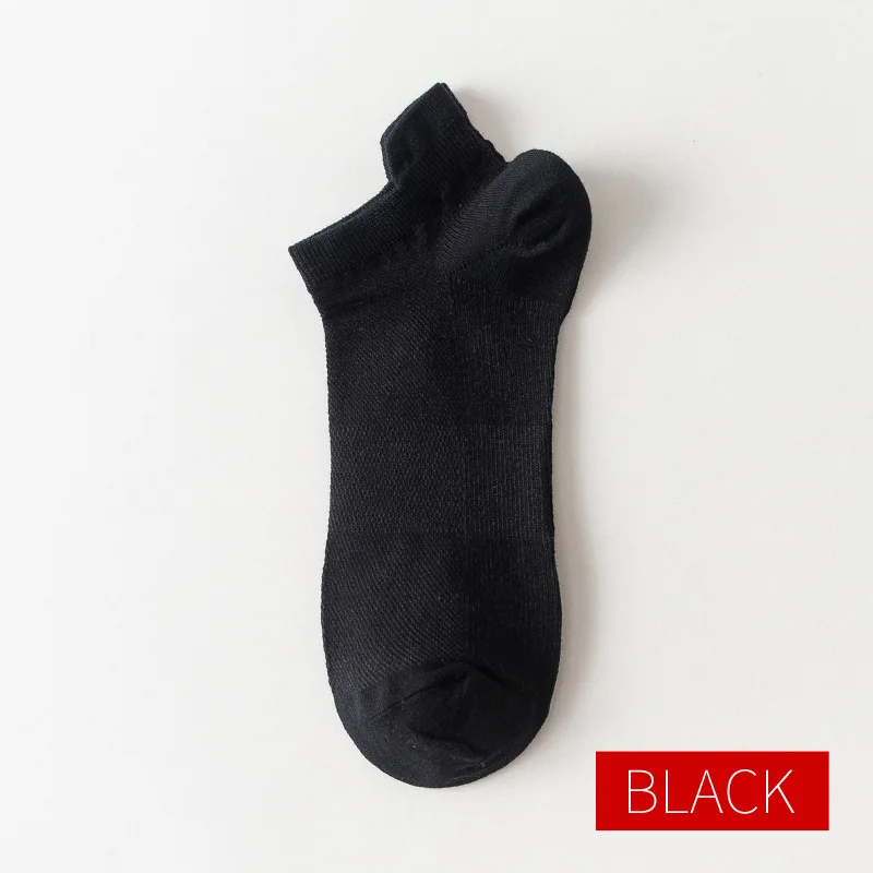 Black 5 пар, тонкие хлопковые носки в сетку, невидимые короткие летние дышащие мужские носки-башмачки - Color: Black
