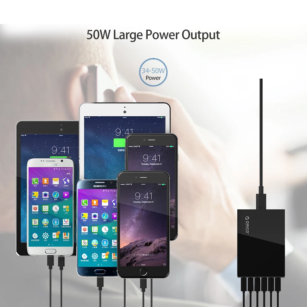 ORICO USB зарядное устройство 6 портов 5V2. 4A на порт ЕС или США вилка настольный