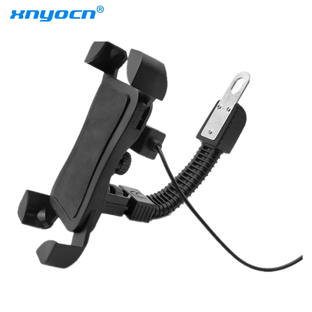 Motorcycle Handlebar Mount Holder Moto USB Charging Adapter Support Bracket Stand for Mobile Phone GPS Navigation Motorcycle - Цвет: Черный