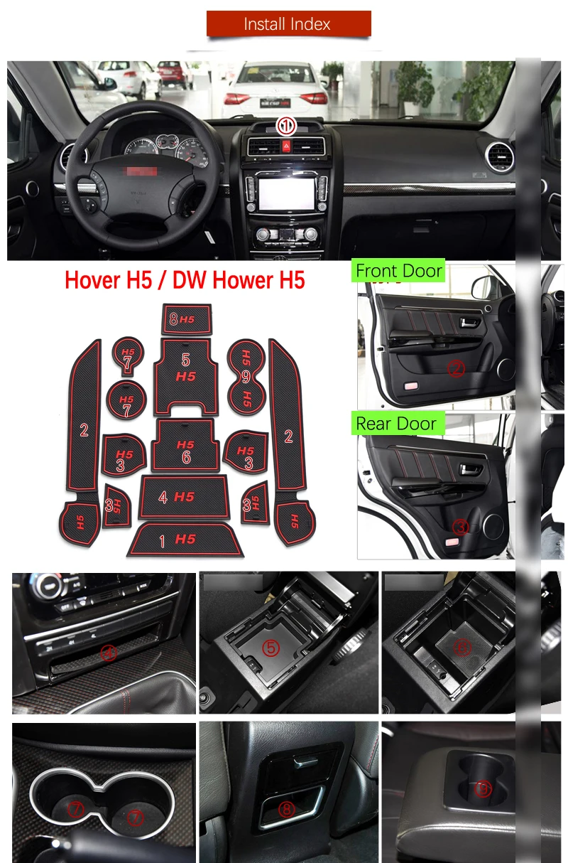 Противоскользящий коврик с прорезями для ворот резиновые коврики Great Wall Hover H5 DW