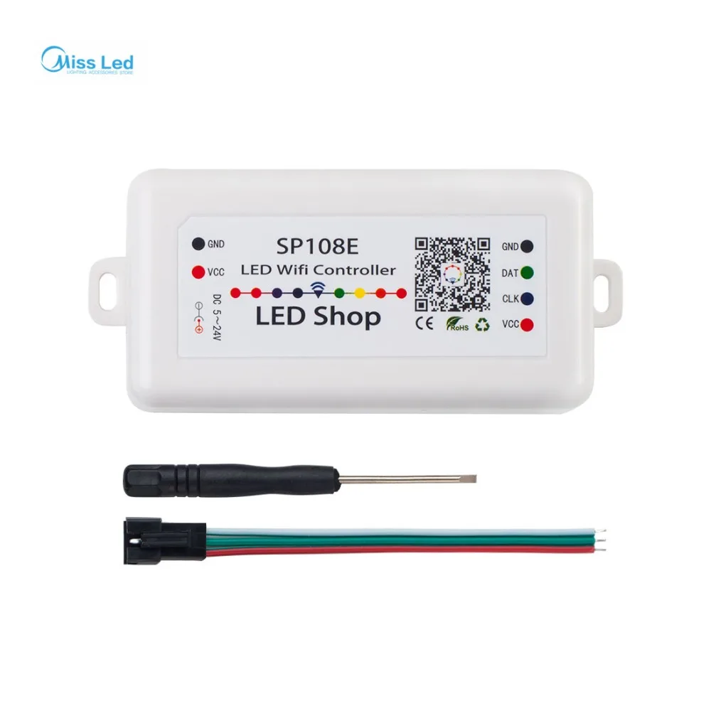 DC5-24V SP108E светодиодный Wifi волшебный регулятор WS2812B WS2813 и т. д. светодиодная лента света Смарт-приложение Беспроводной Управление Max 2048 Пиксели
