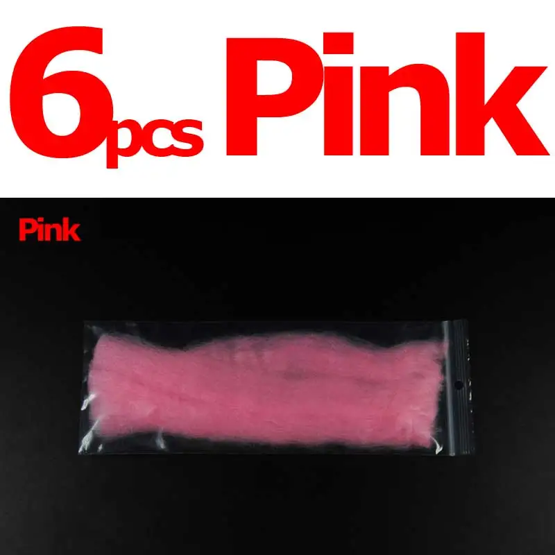 6pcs pink Многоцветная мухоловка, яичная пряжа, светящаяся в виде жука, пряжа из волокна, приманка для приманки, парашют, материал для завязывания мушек, розовый, желтый, оранжевый, черный цвет - Цвет: 6pcs pink