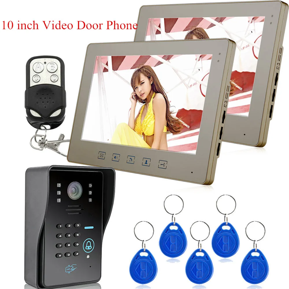 

Home 10" Video Intercom Entry Door Phone System 2 Monitors