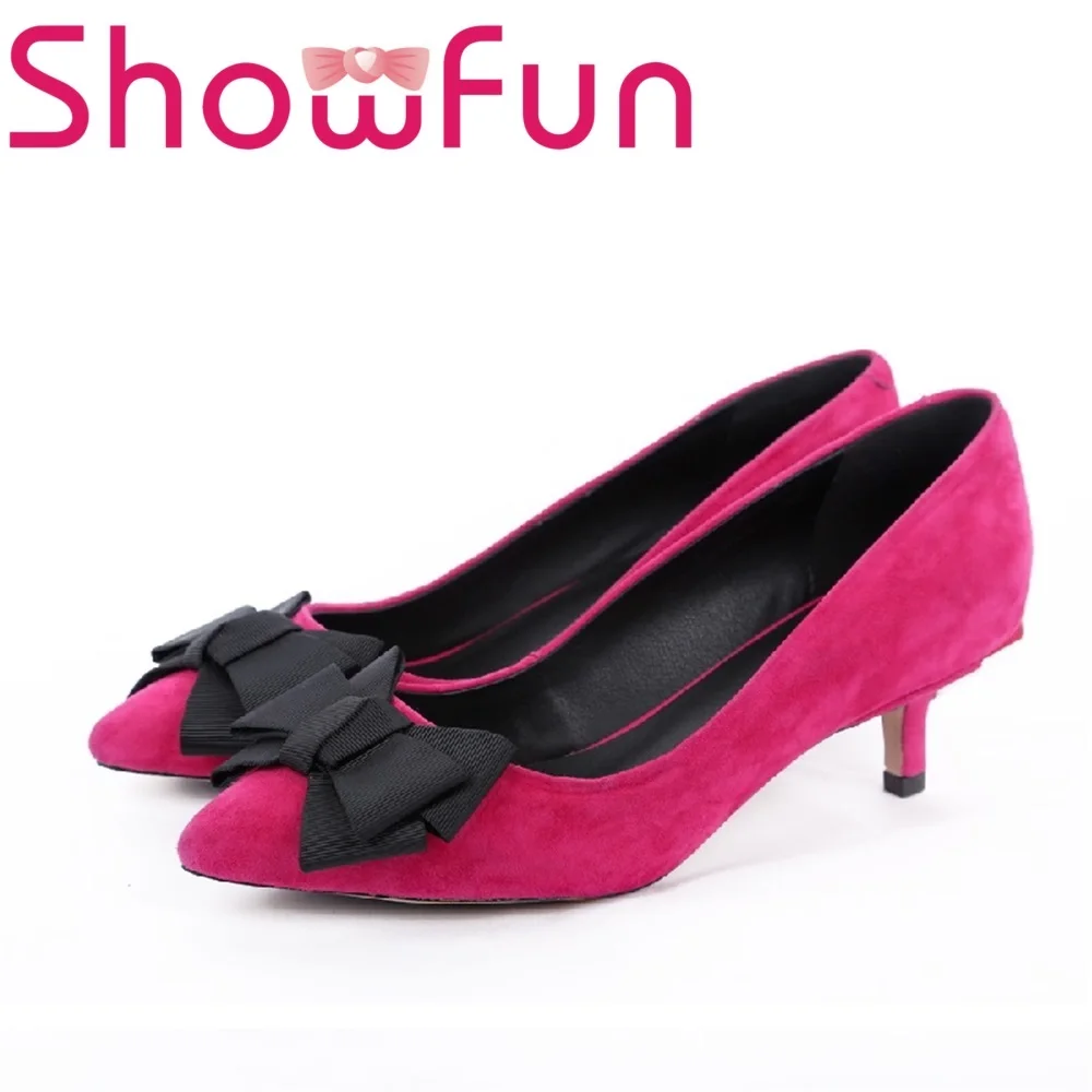 Showfun натуральная кожа женская обувь Офисные туфли-лодочки на высоком каблуке |
