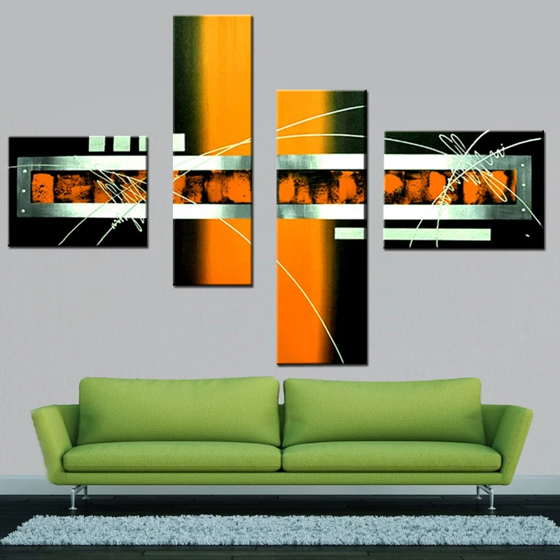 4 шт. Панель простой абстрактного акриловая живопись маслом украшения стены