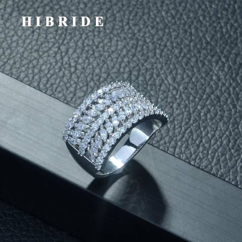 

HIBRIDE Elegant Design CZ Ring Paved AAA Cubic Zircon Stone Fashion Women Ring Jewelry Patry Accessories Bijoux Femme R-262