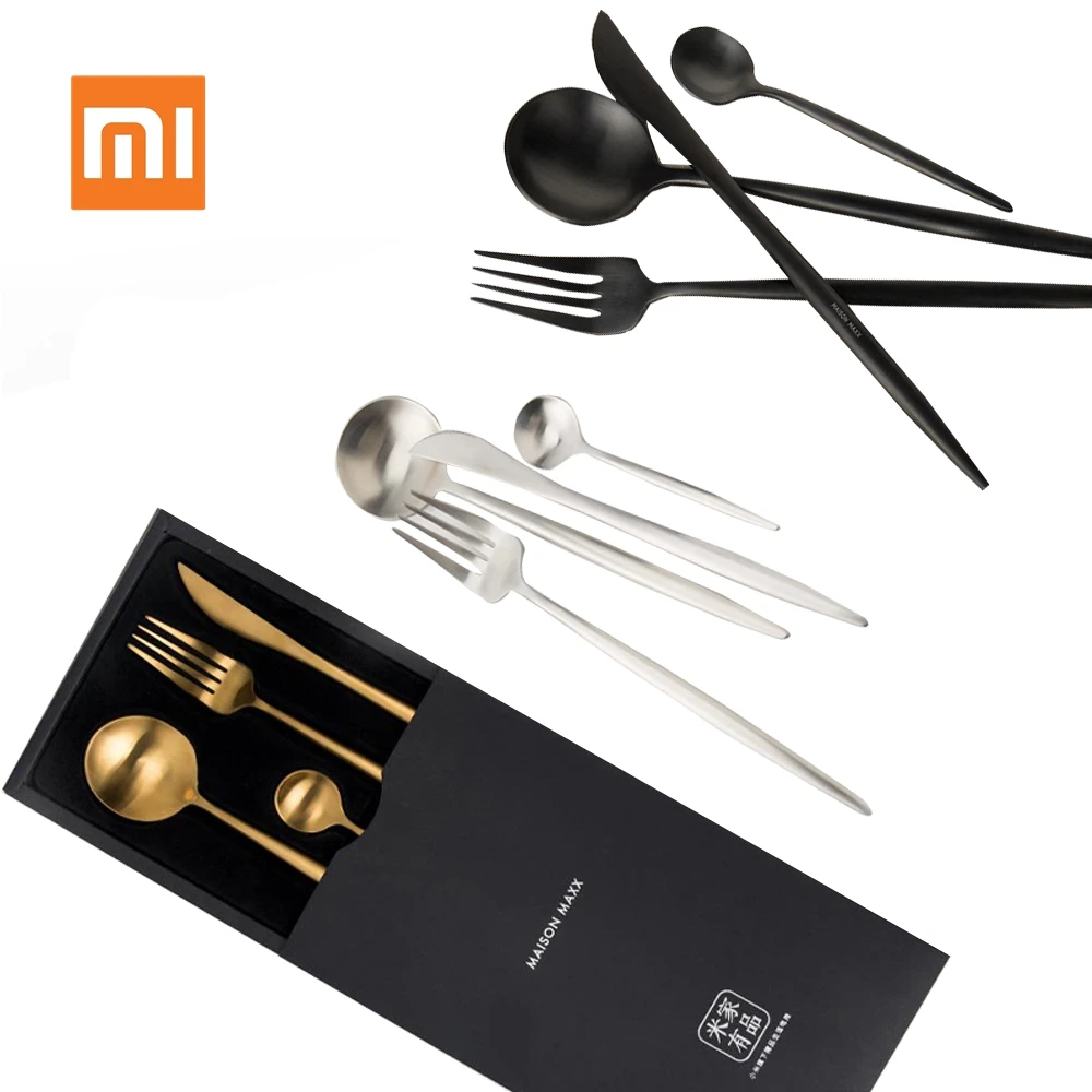 Xiaomi Youpin металлическая посуда набор ложек из нержавеющей стали умный дом Maision Maxx нож ложка Вилка чайная ложка 4 комплекта простой стиль